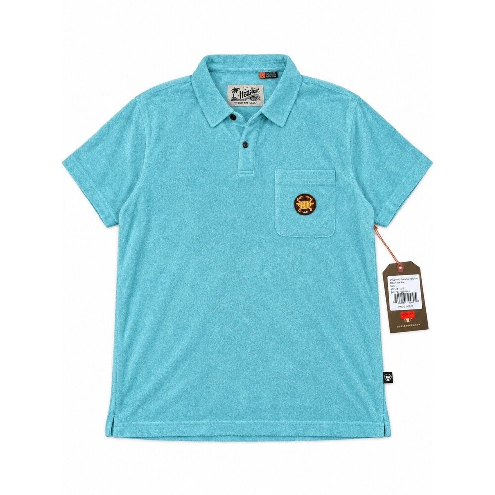 Howler Brothers Plusherman Terry Polo Nile Blue Men’s L NWT Crab Patch $65